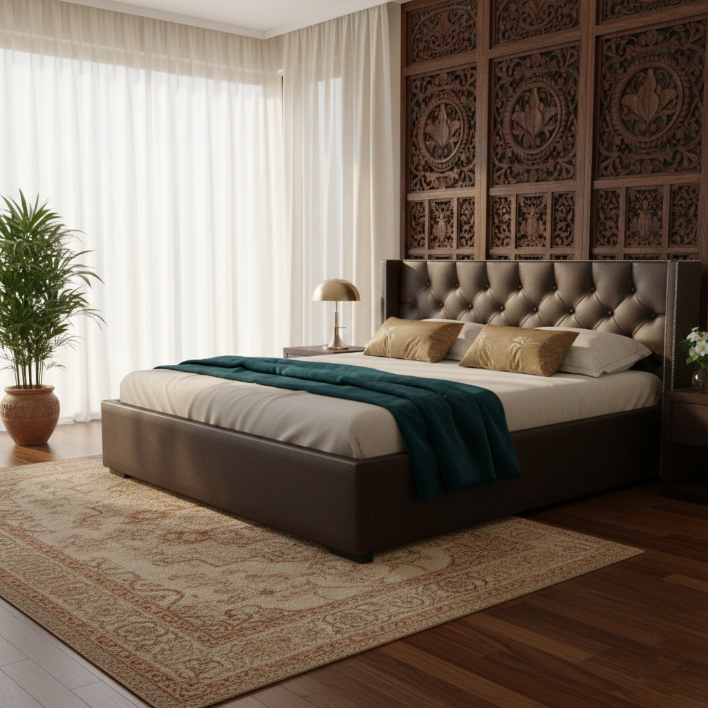 Deep Brown Bed-Queen size